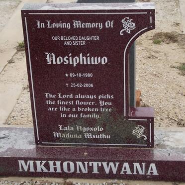 MKHONTWANA Nosiphiwo 1980-2006