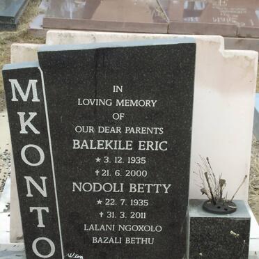 MKONTO Balekile Eric 1935-2000 &amp; Nodoli Betty 1935-2011
