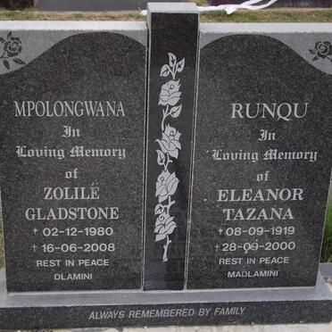 MPOLONGWANA Zolile Gladstone 1980-2008 :: RUNQU Eleanor Tazana 1919-2000