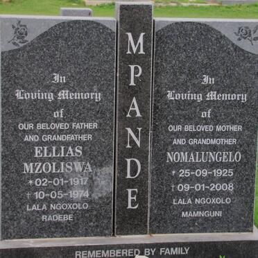 MPANDE Ellias Mzoliswa 1917-1974 &amp; Nomalungelo 1925-2008