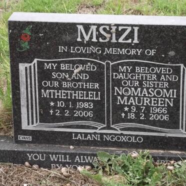 MSIZI Mthetheleli 1983-2006 :: MSIZI Nomasomi Maureen 1966-2006