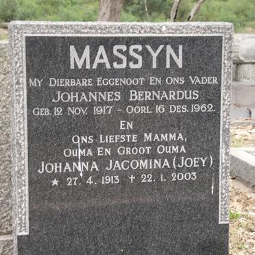 MASSYN Johannes Bernardus 1917-1962 &amp; Johanna Jacomina 1913-2003