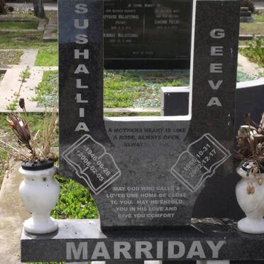 MARRIDAY Sushallia 1946-2006 :: MARRIDAY Geeva 1965-2002