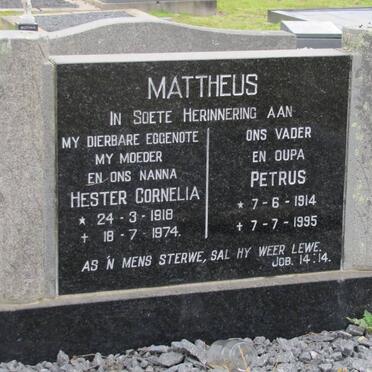MATTHEUS Petrus 1914-1995 &amp; Hester Cornelia 1918-1974