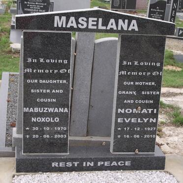 MASELANA Mabuzwana Noxolo 1970-2003 :: MASELANA Nomati Evelyn 1927-2010