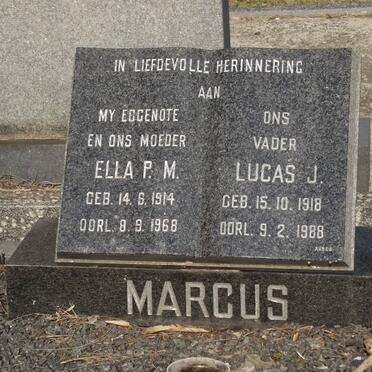 MARCUS Ella P.M. 1914-1968 &amp; Lucas J. 1918-1988