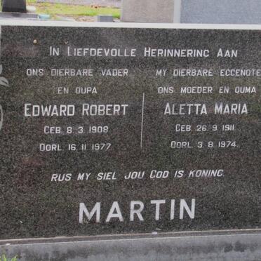 MARTIN Edward Robert 1908-1977 &amp; Aletta Maria 1911-1974