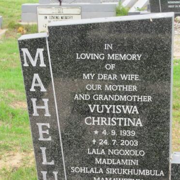 MAHELU Vuyiswa Christina 1939-2003