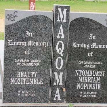 MAQOMA Beauty Nozitemele 1915-1988 :: MAQOMA Ntombomzi Mirriam Nopinkie 1956-2007