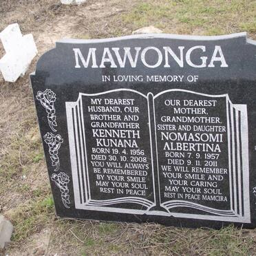 MAWONGA Kenneth Kunana 1956-2008 &amp; Nomasomi Albertina 1957-2011