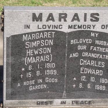 MARAIS Charles Edward 1906-1969 :: HEWSON Margaret Simpson formerly MARAIS 1910-1989