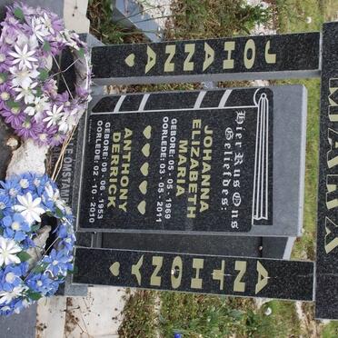 MARX Anthony Derrick 1953-2010 &amp; Johanna Elizabeth Maria 1969-2011