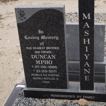 MASHIYANE Duncan Mpho 1966-2011