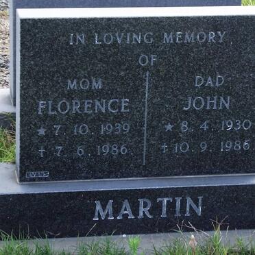 MARTIN John 1930-1986 &amp; Florence 1939-1986