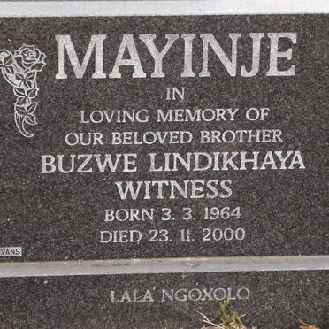 MAYINJE Buzwe Lindikhaya Witness 1964-2000