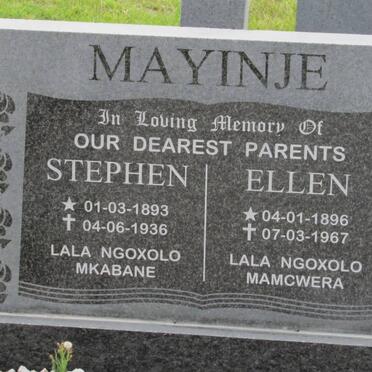 MAYINJE Stephen 1893-1936 &amp; Ellen 1896-1967