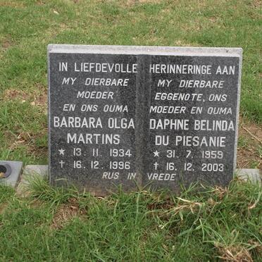 MARTINS Barbara Olga 1934-1996 :: PIESANIE Daphne Belinda, du 1959-2003