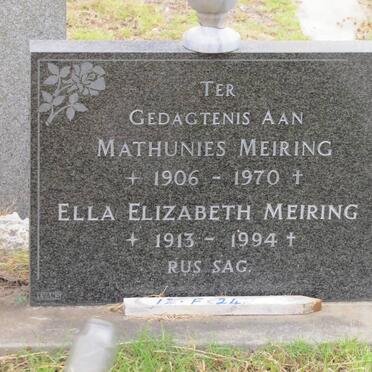MEIRING Mathunies 1906-1970 &amp; Ella Elizabeth 1913-1994