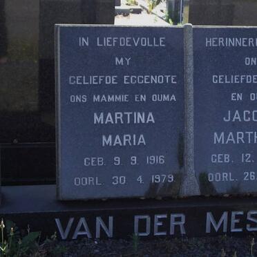 MESCHT Martina Maria, van der 1916-1979 &amp; Jacobus Marthinus 1918-1997