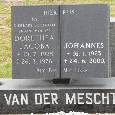 MESCHT Johannes Willem, van der 1923-2000 &amp; Dorethea Jacoba 1925-1976