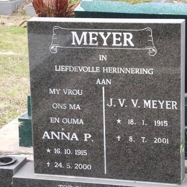 MEYER Anna P. 1915-2000 &amp; John Valentine Vos 1915-2001
