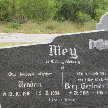MEY Hendrik 1916-1984 &amp; Beryl Gertrude Edith 1919-1974