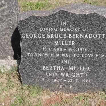 MILLER George Bruce Bernadotte 1898-1956 &amp; Bertha WRIGHT 1907-1981