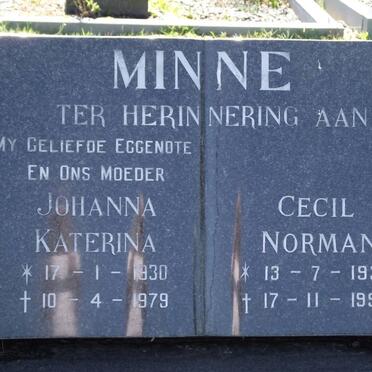 MINNE Johanna Katerina 1930-1979 &amp; Cecil Norman 1933-1992