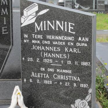 MINNIE Johannes Karel 1925-1987 &amp; Aletta Christina 1928-1997