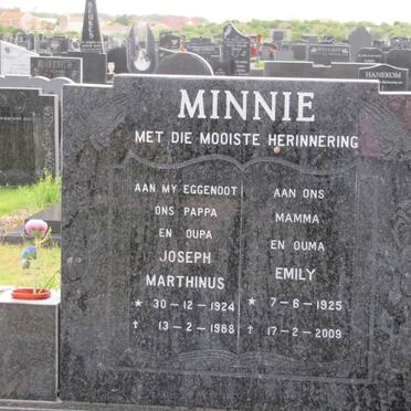 MINNIE Joseph Marthinus 1924-1988 &amp; Emily 1925-2009