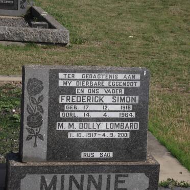 MINNIE Frederick Simon 1916-1964 &amp; Maria Magdalena LOMBARD 1917-2001