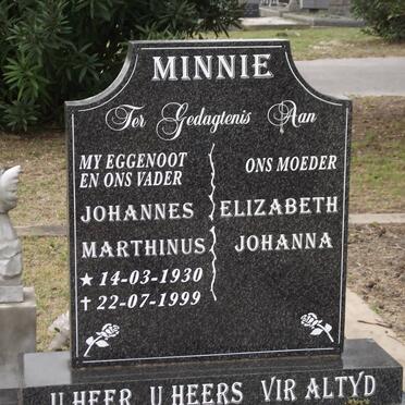 MINNIE Johannes Marthinus 1930-1999 &amp; Elizabeth Johanna