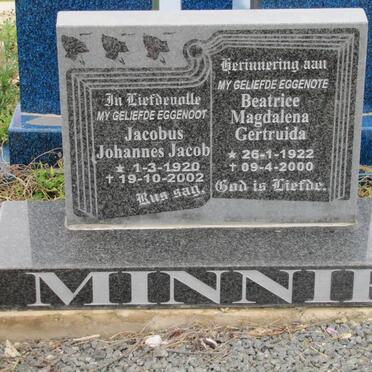 MINNIE Jacobus Johannes Jacob 1920-2002 &amp; Beatrice Magdalena Gertruida 1922-2000