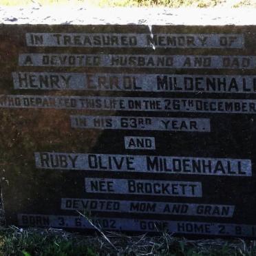 MILDENHALL Henry Errol -1963 &amp; Ruby Olive BROCKETT 1902-1986