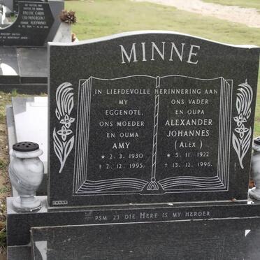 MINNE Alexander Johannes 1922-1996 &amp; Amy 1930-1995
