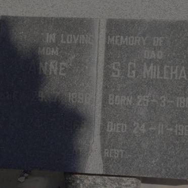 MILEHAM S.G. 1885-1966 &amp; Anne 1898-1969