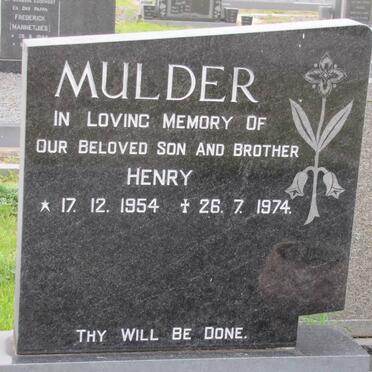 MULDER Henry Johannes 1954-1974