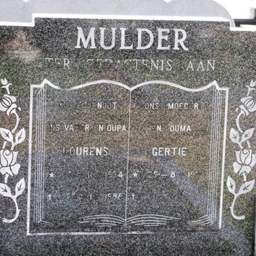 MULDER Lourens 1934-1986 &amp; Gertie 1933-
