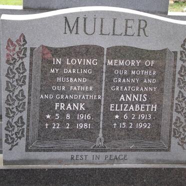 MULLER Frank 1916-1981 &amp; Annis Elizabeth 1913-1992