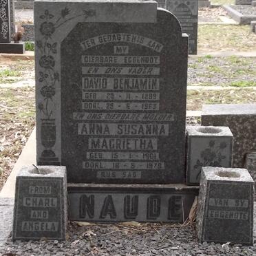 NAUDE David Benjamin 1899-1963 &amp; Anna Susanna Magrietha 1901-1973