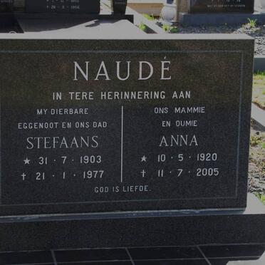 NAUDE Stefaans 1903-1977 &amp; Anna 1920-2005