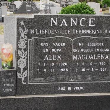 NANCE Alex 1920-1985 &amp; Magdalena 1920-1981