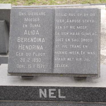 NEL Alida Berendina Hendrina nee DU PLOOY 1893-1971 :: NEL Simon Johannes 1916-1977