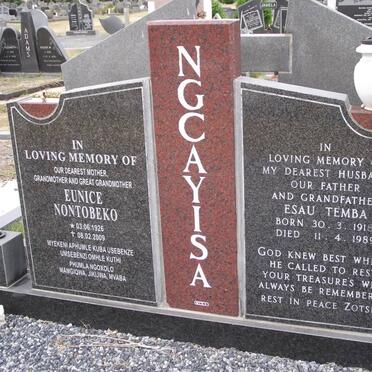 NGCAYISA Esau Temba 1918-1989 &amp; Eunice Nontobeko 1926-2009