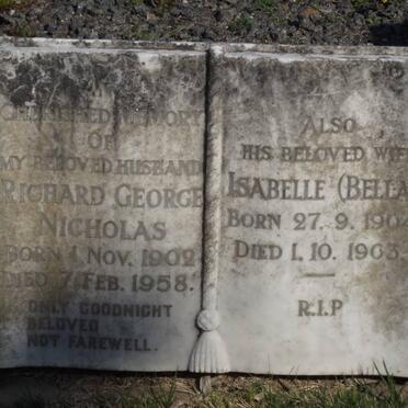 NICHOLAS Richard George 1902-1958 &amp; Isabelle 1904-1963