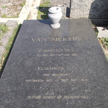 NIEKERK Cornelius M.S., van 1904-1966 &amp; Elizabeth S.C. BELLINGAN 1905-1972