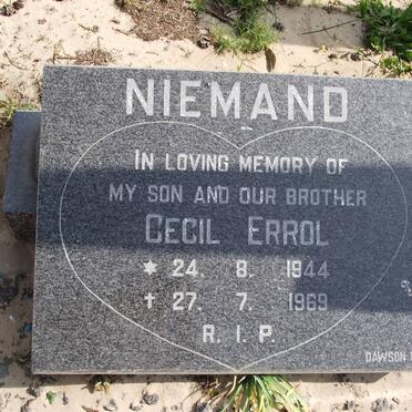 NIEMAND Cecil Errol 1944-1969