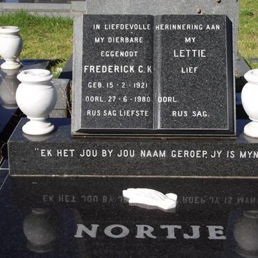 NORTJE Frederick C.K. 1921-1980 &amp; Lettie