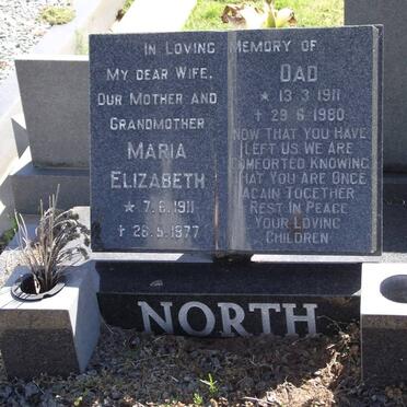 NORTH Maria Elizabeth 1911-1977 &amp; J.D.K. 1911-1980