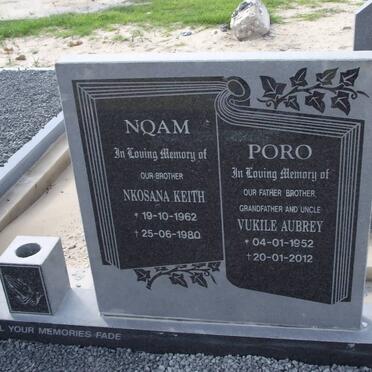 NQAM Nkosana Keith 1962-1980 :: PORO Vukile Aubrey 1952-2012